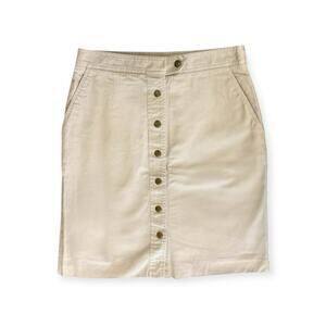 Talbots Petite Womens Tan Stretch Button Mini Pencil Skirt Pocket Classic SZ 10P